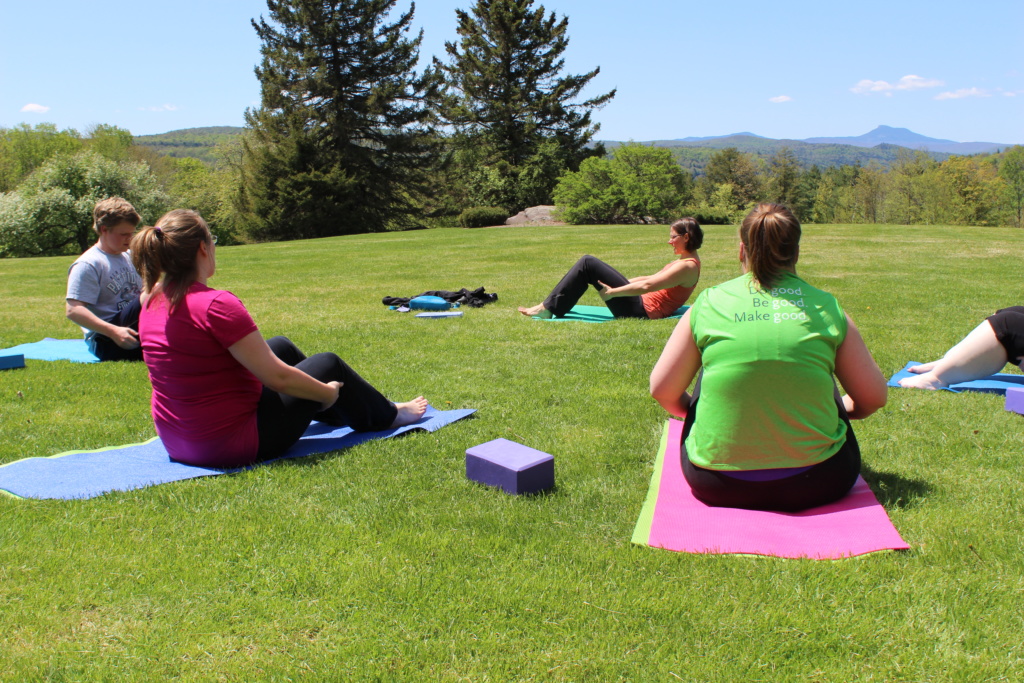 Yoga on lawn