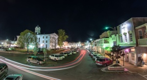 The Square in Downtown Oxford at night